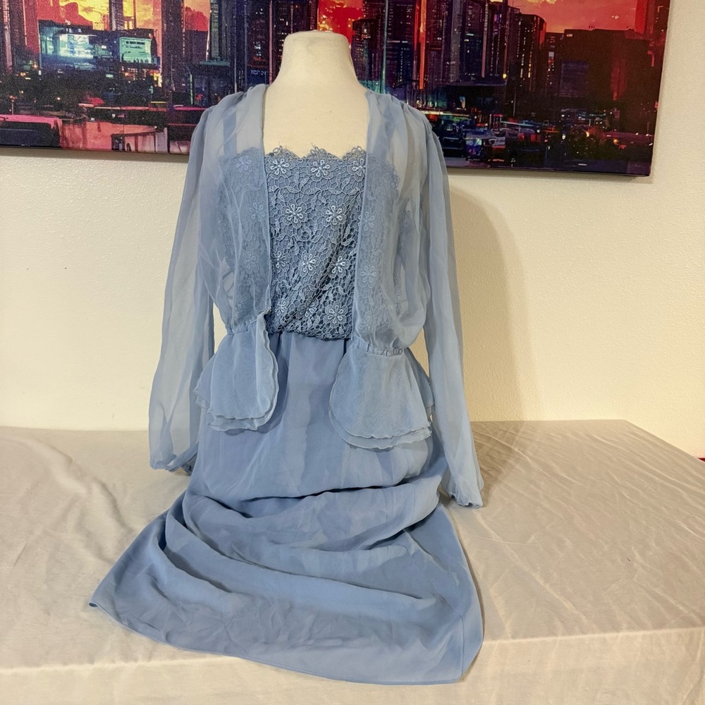 Elegant Blue Asymmetrical Dress